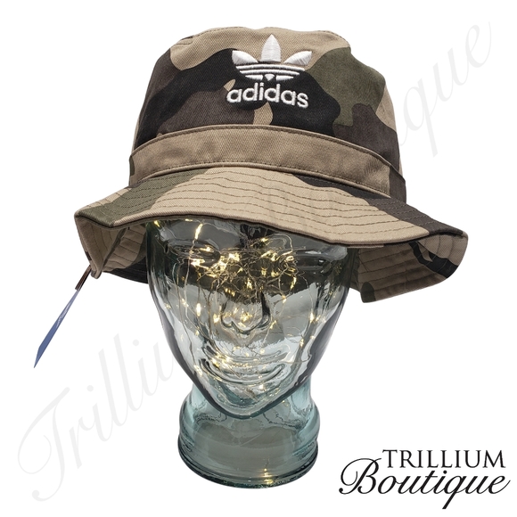 BUNDLE ADIDAS Originals Unisex Washed Bucket Leaf Hat & Camo AOP Bucket Hat NWT - Picture 6 of 9